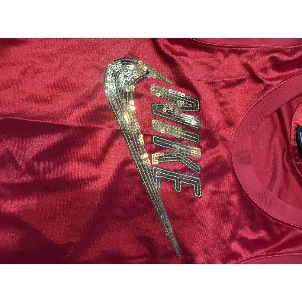 Nike Glam Dunk Jersey Womens Small Red‎ Icon Clash Tank Top Singlet Shirt S
